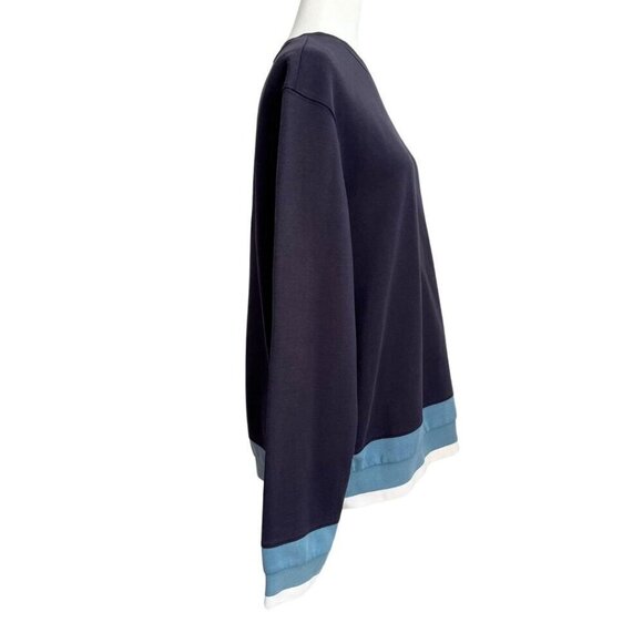 LACOSTE MEN'S NAVY DUSTY BLUE WHITE STRIPED CREWNECK LONG SLEEVE SWEATSHIRT - XL - Picture 3 of 6